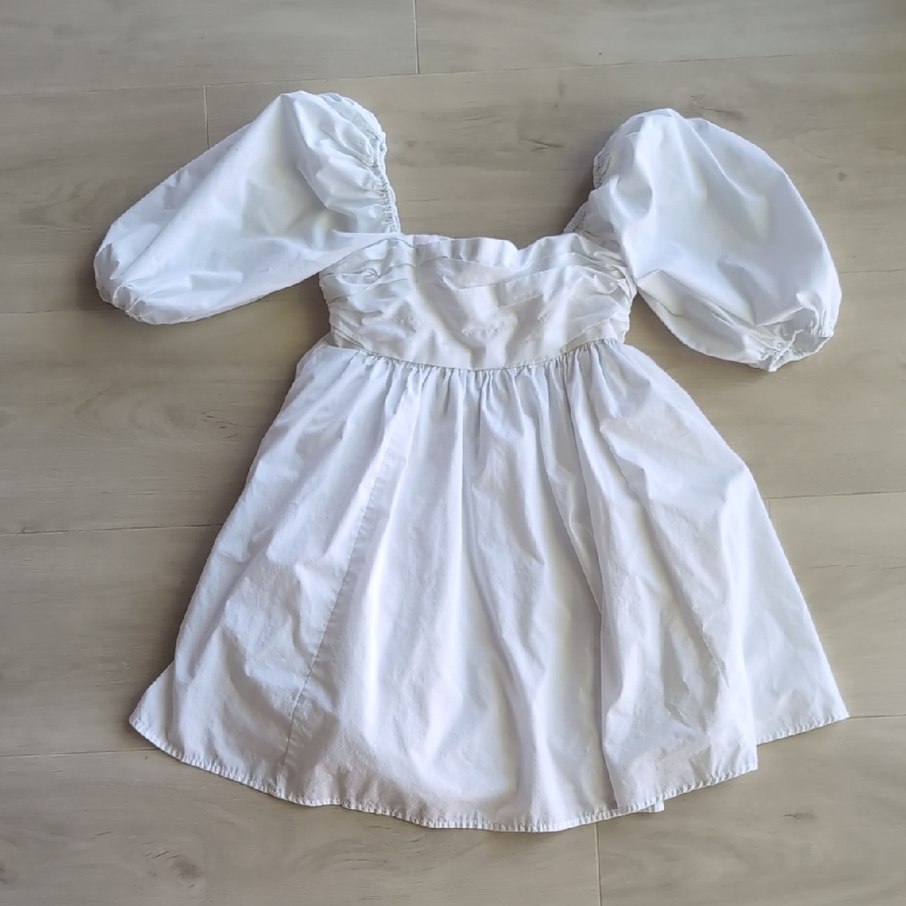 Abercrombie & Fitch White Puff-Sleeve Formal Dress for Girls